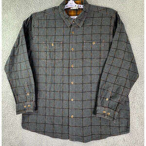 Carbon2Cobalt Mens XLT Gray Windowpane Cotton Shirt